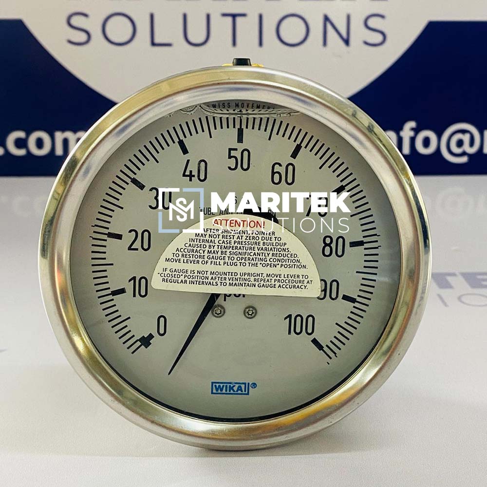 Wika 316 SS Tube and Connection	 Pressure Gauge 0 To 100 psi