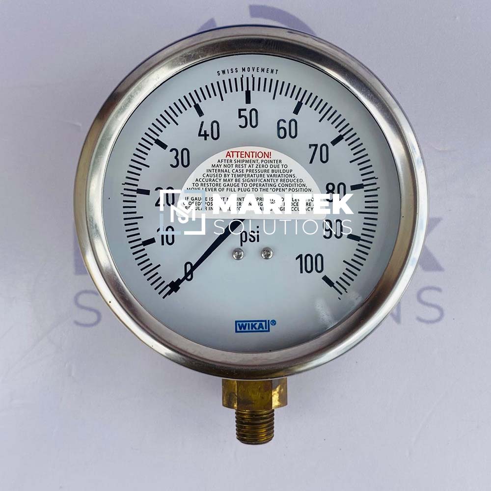 Wika 212.53 4″ Pressure Gauge 0 To 100 psi