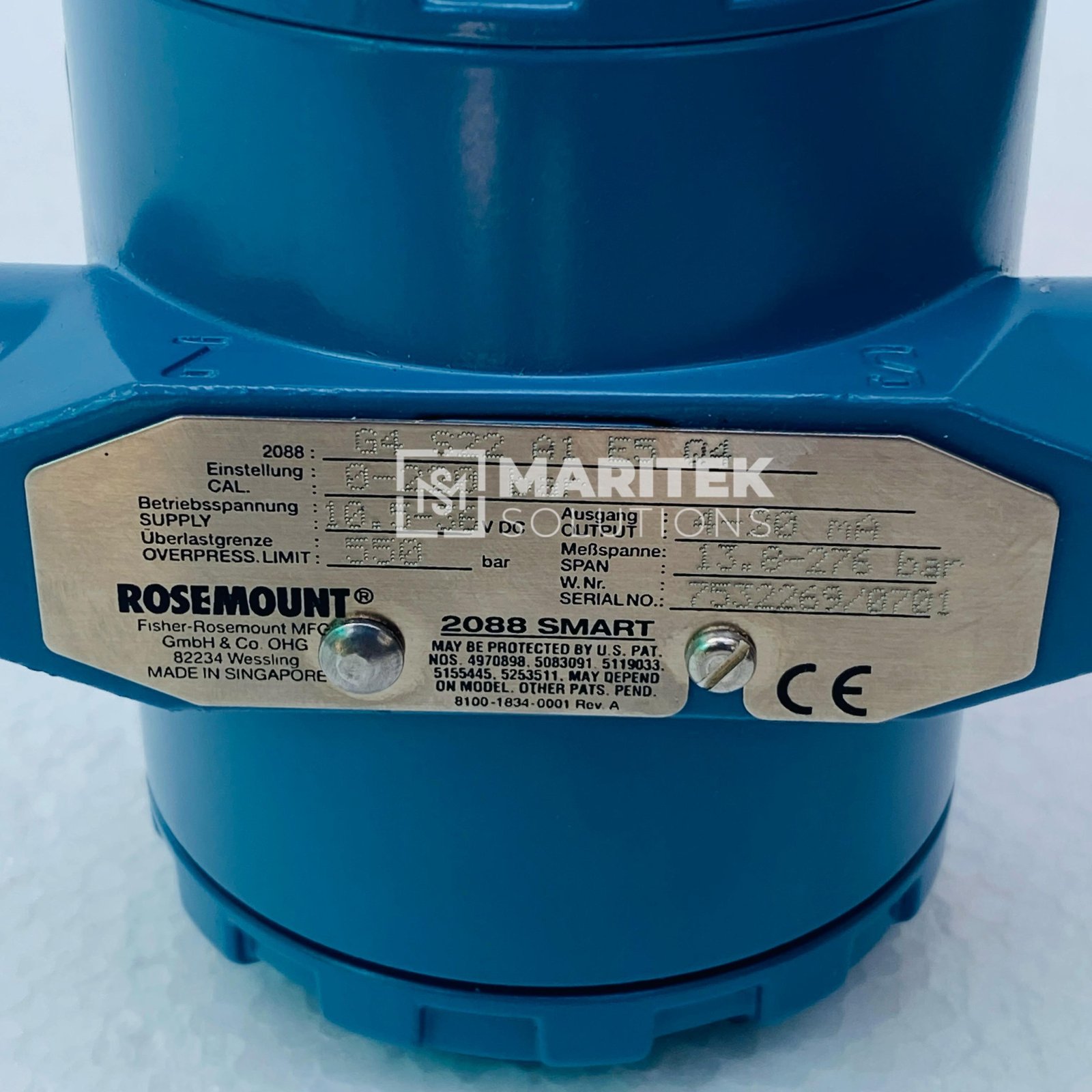 1. 2088 G4 S22 A1 E5 Q4 (10) Rosemount 2088 Smart Pressure Transmitter
