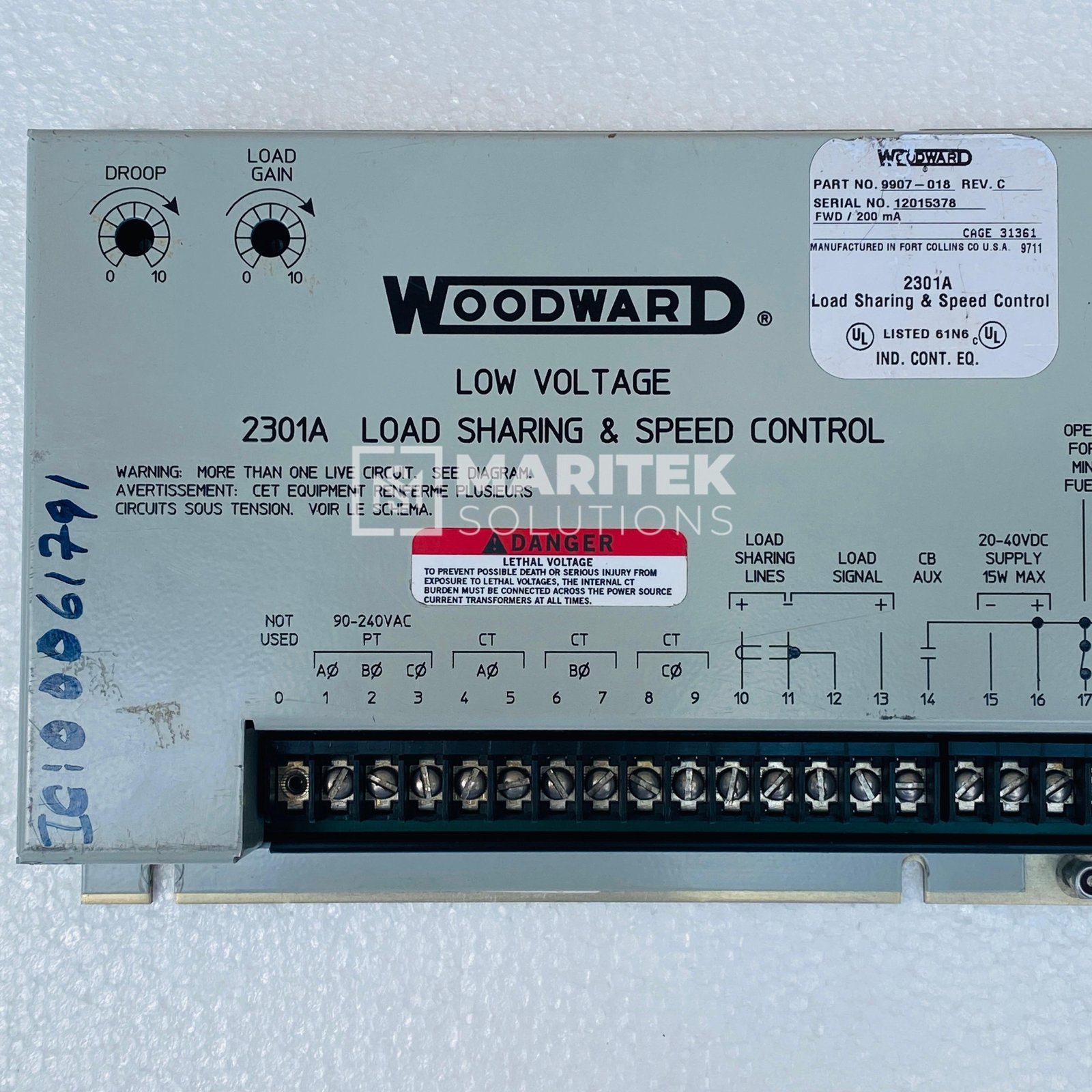 1. 9907-018 (2) Woodward 9907-018 Load Sharing and Speed Control Unit 2301A