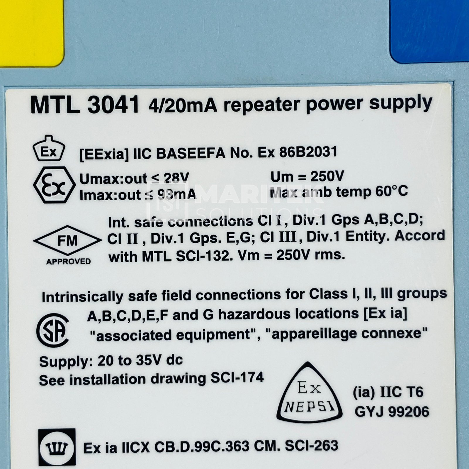 MTL 3041 4/20mA Repeater power supply
