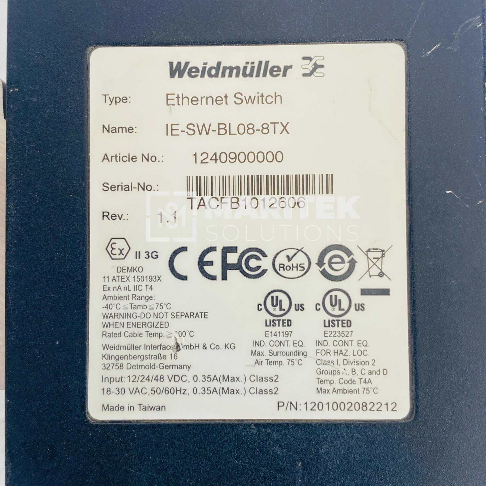 7. IE-SW-BL08-8TX (1) Weidmuller IE-SW-BL08-8TX Industrial Ethernet Switch