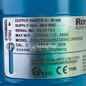 Rosemount 2051TG2A2B21BB4I1M5Q4Q8 Pressure Transmitter