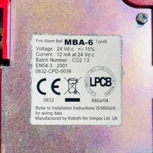 Consilium MBA-6 TYPE-B FIRE ALARM BELL- 24 VDC