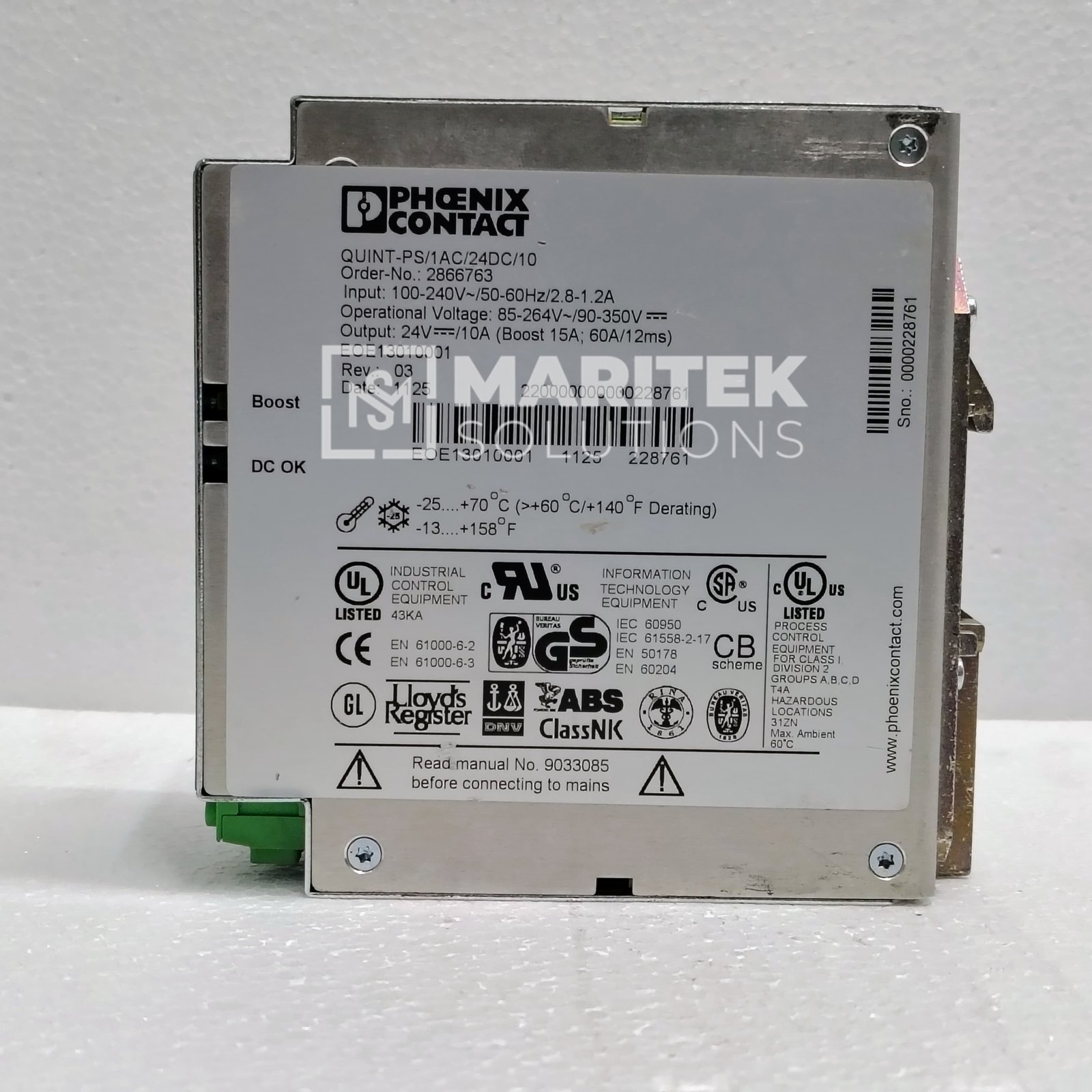 1. QUINT-PS-1AC-24DC-10 (3) Phoenix Contact QUINT-PS/1AC/24DC/10 (2366763) Power supply unit