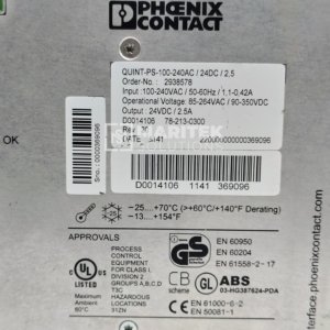 Phoenix Contact QUINT-PS-100-240AC/24DC/2,5 Power Supply Unit (2938578)