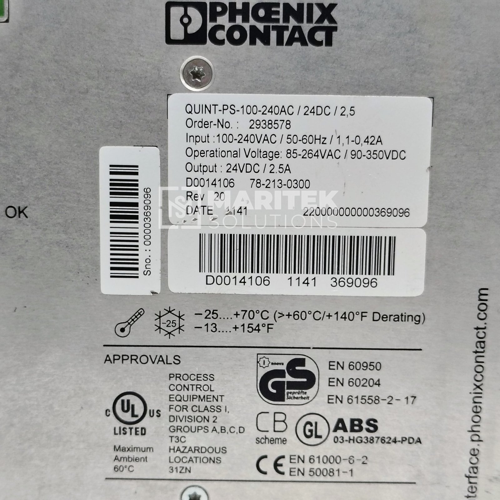 11. QUINT-PS-100-240AC – 24DC – 2,5 (4) Phoenix Contact QUINT-PS-100-240AC/24DC/2,5 Power Supply Unit (2938578)