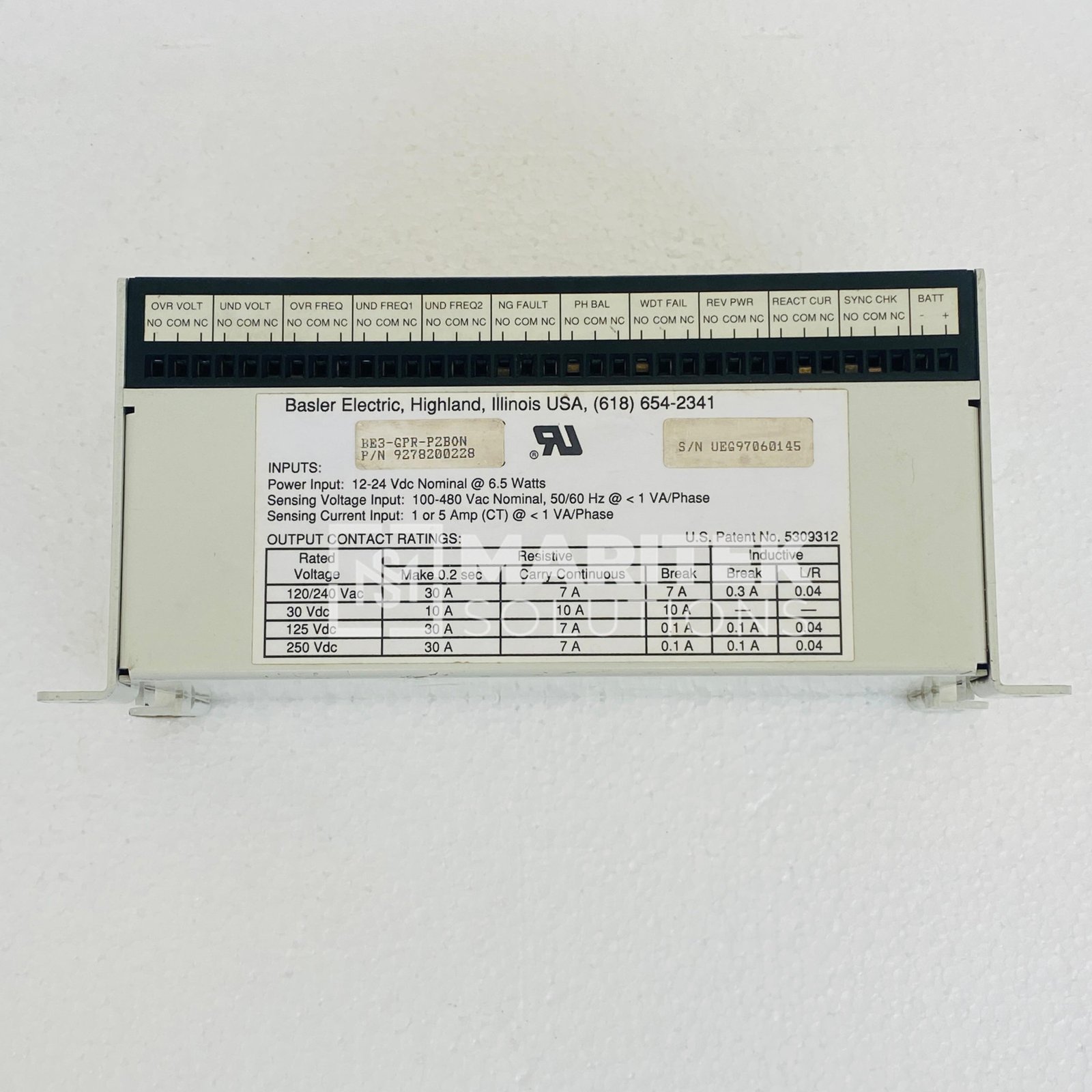 2. BE3-GPR-P2B0N (6) Basler Electric BE3-GPR-P2B0N Generator Protective Relay