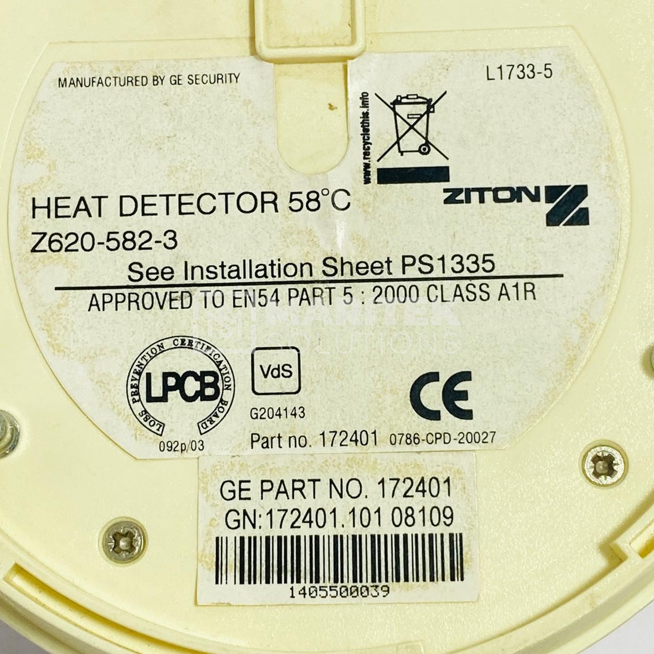 22. Z620-582-3 (New) (2) Ziton Z620-582-3 Conventional Rate-of-Rise Heat Detector