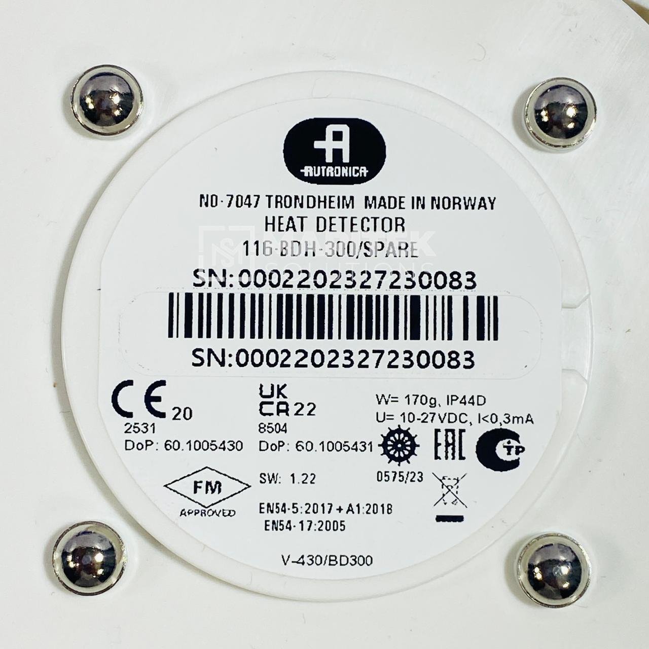 4. BDH-300Spare (New) (4) Autronica BDH-300/SPARE Heat Detector