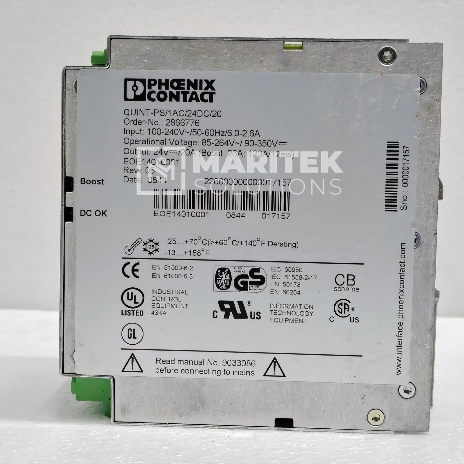 4. QUINT-PS-1AC-24DC-20 (9) Phoenix Contact QUINT-PS/1AC/24DC/20 switch-mode power supply unit (2866776)