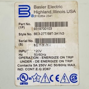 Basler Electric BE3-27T/59T-3A1N3 Over/under voltage protective relay