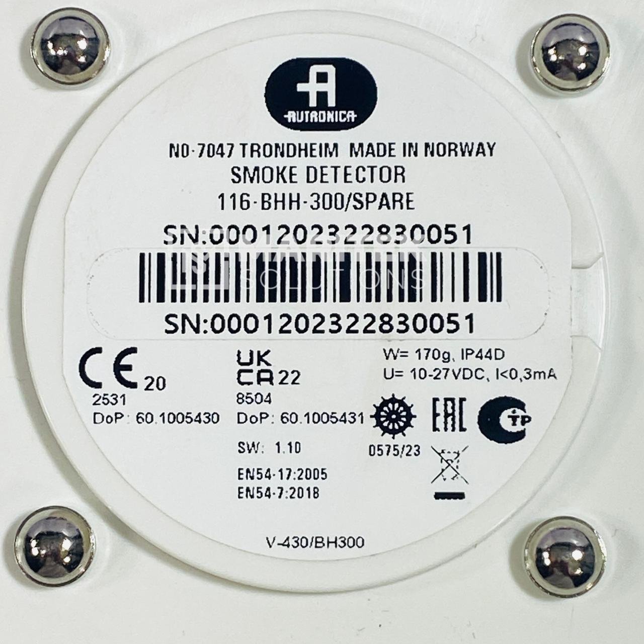 5. BHH-300Spare (New) (2) Autronica BHH-300/SPARE Smoke detector