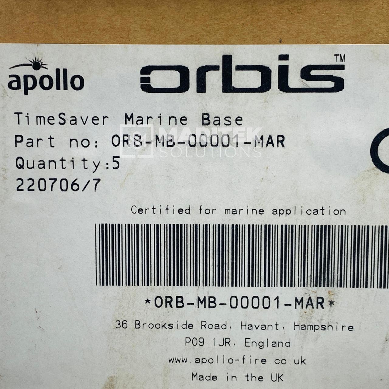 5. ORB-MB-00001-MAR (New) (1) Apollo (ORB-MB-00001-MAR) Orbis Time Saver Bases