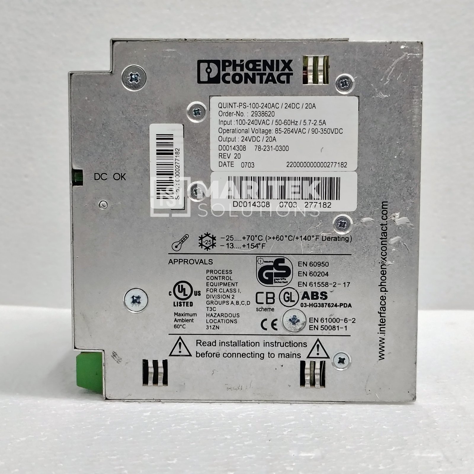 5. QUINT-PS-100-240AC – 24DC – 20A (3) Phoenix Contact QUINT PS-100-240AC/24DC/20A POWER DIN rail power supply unit