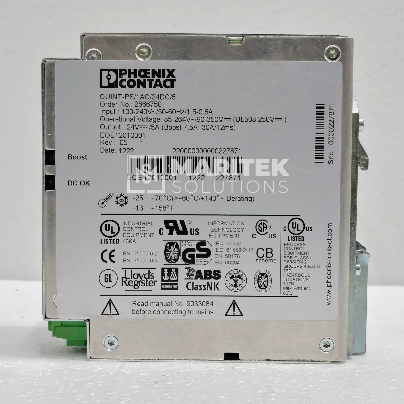 7. QUINT-PS-1AC-24DC-5 (3) Phoenix Contact QUINT-BUFFER/24DC/20 (2866213) Buffer module