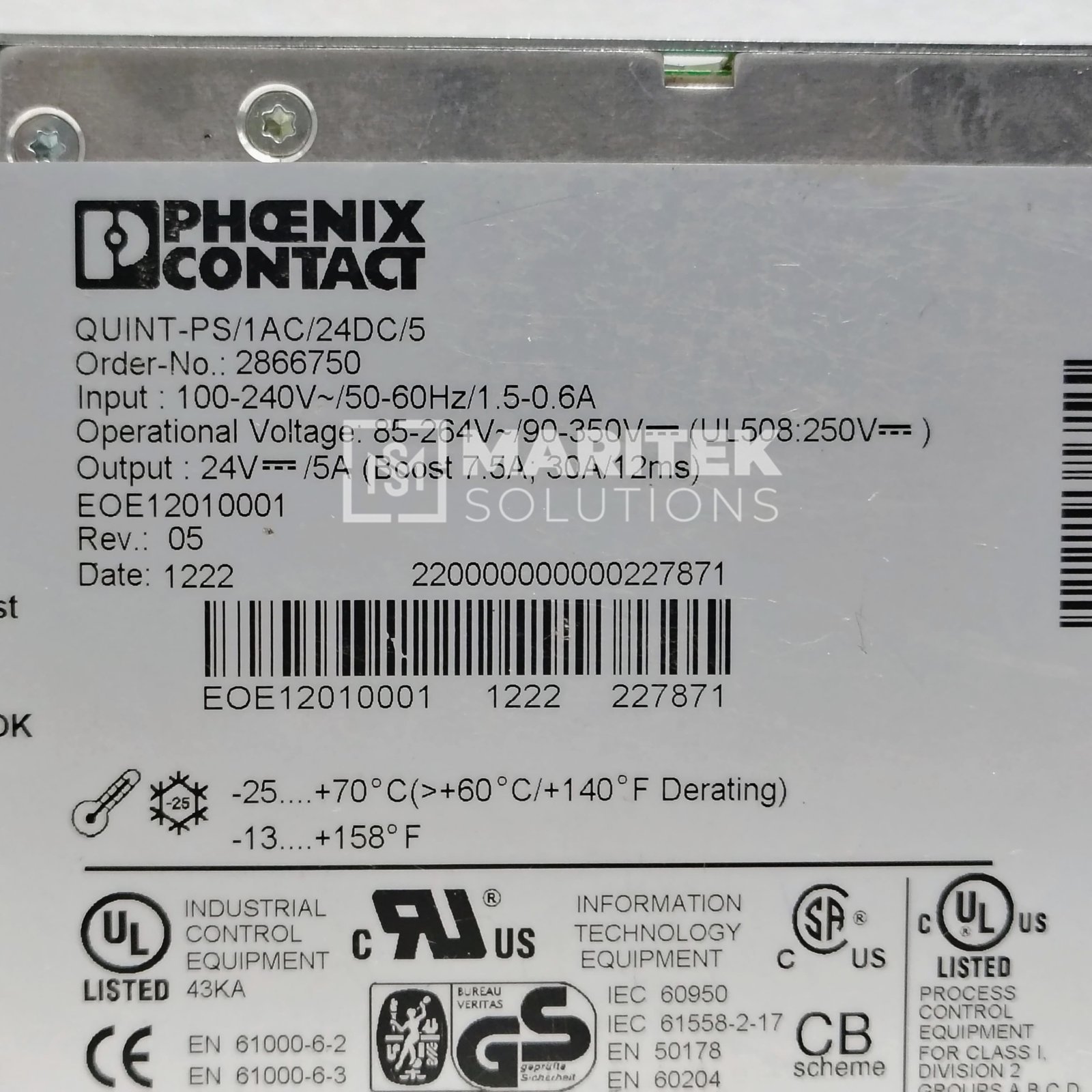 7. QUINT-PS-1AC-24DC-5 (4) Phoenix Contact QUINT-BUFFER/24DC/20 (2866213) Buffer module