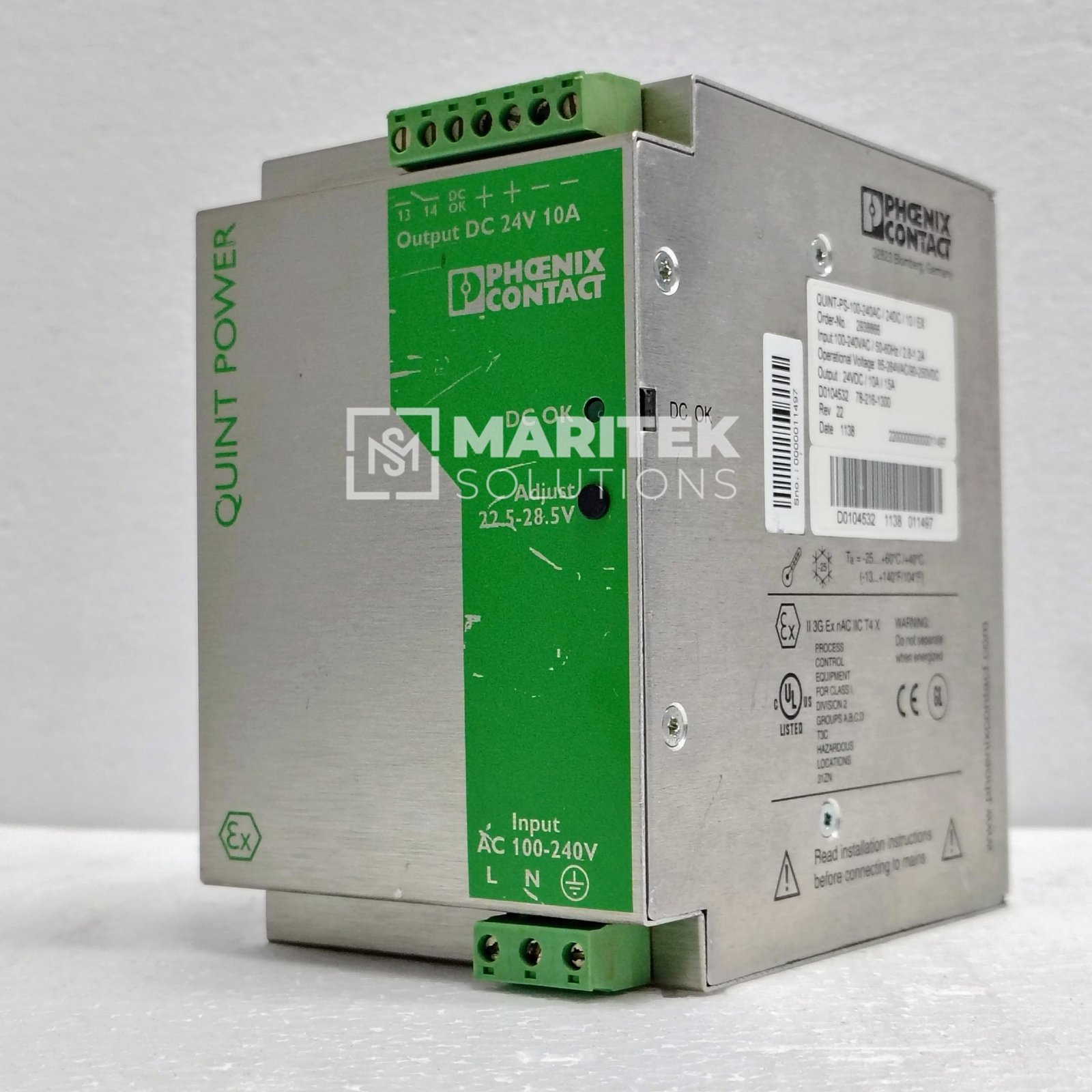 9. QUINT-PS-100-240AC – 24DC-10 – EX (2) Phoenix Contact QUINT-PS-100-240AC/24DC/10/EX DIN rail power supply unit (2938866)