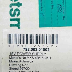 Autronica MXS-4B/15-2KD 15V Power Supply (792.002.01002)