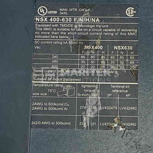 NSX 400N (4) Schneider Electric ComPact NSX400-630 Case circuit breaker
