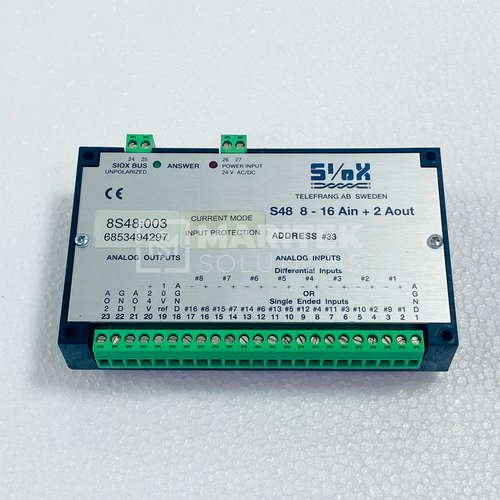 SIOX S48 8-16 Ain + 2 Aout Analog Input/Output Module