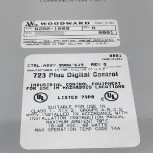 WOODWARD 723 PLUS DIGITAL CONTROL 8280-1009 REV A ASSY 9906-619 REV G